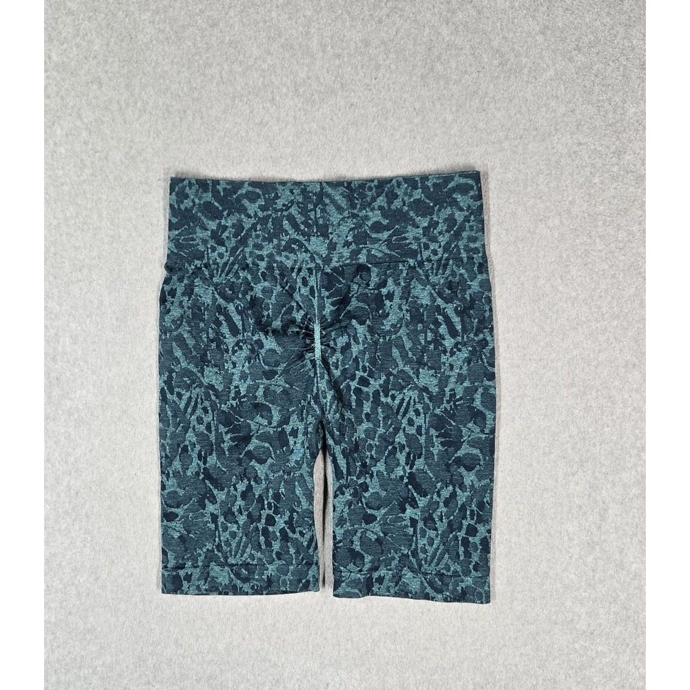 Gymshark Women Activewear Pants L Teal Adapt Animal Seamless Camouflage Biker
